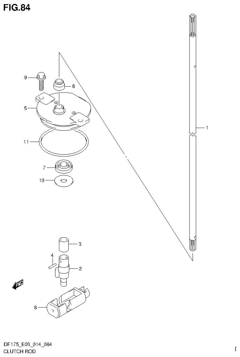Suzuki DF175ZG CLUTCH ROD (DF175TG E03) parts diagram